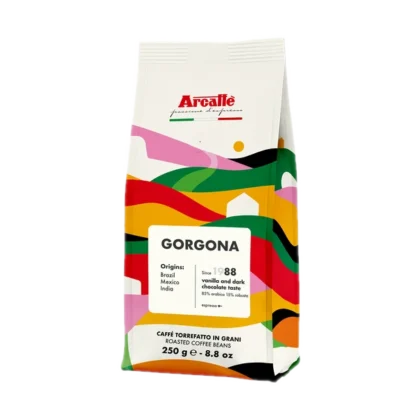 Kawa ziarnista Arcaffe Gorgona 250g, mieszanka arabiki i robusty, o nutach wanilii i ciemnej czekolady