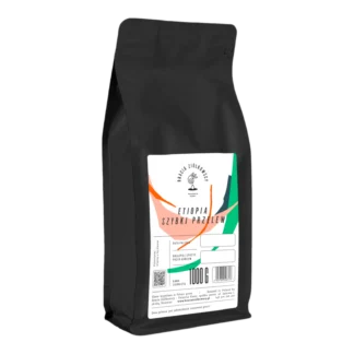 Opakowanie kawy ziarnistej Etiopia Szybki Przelew, 1kg, palonej przez Braci Ziółkowskich, idealnej do szybkiego parzenia