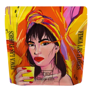 Torba kawy ziarnistej STORY COFFEE COLOMBIA LAS FLORES 250g z ilustracją kobiety