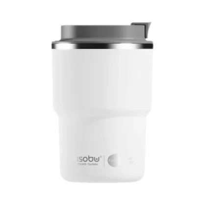 Kubek termiczny Asobu Mini Pick Up, biały, pojemność 360ml, z szarym wieczkiem
