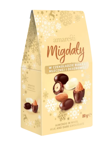 Eurohansa - Amaresti Migdały w Czekoladzie Białej, Mlecznej i Deserowej - Winter Special 80g