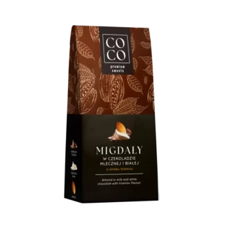 Eurohansa - COCO Premium Sweets MIGDAŁY w Czekoladzie Mlecznej i Białej o Smaku Tiramisu - 100g