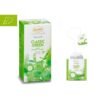 Opakowanie herbaty Ronnefeldt Teavelope Classic Green BIO, zawierające 25 saszetek zielonej herbaty ekologicznej z Chin, każda o wadze 1,5 g (37,5 g netto). Obok znajduje się pojedyncza saszetka z tagiem 'Classic Green BIO'. Opakowanie w odcieniach zieleni z ilustracją liści zielonej herbaty oraz logo Ronnefeldt i znakiem certyfikacji ekologicznej.