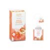 Opakowanie herbaty Ronnefeldt Teavelope Sweet Ginger, zawierające 25 saszetek herbaty owocowej z imbirem, każda o wadze 2,0 g (50 g netto). Obok widoczna jest pojedyncza saszetka z tagiem 'Sweet Ginger'. Opakowanie w odcieniach pomarańczowego i białego, z ilustracjami jabłek, imbiru oraz logo Ronnefeldt.