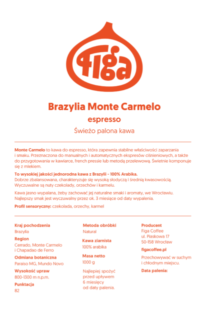 Figa Coffee Brazylia Monte Carmelo Espresso 1kg - obrazek 2