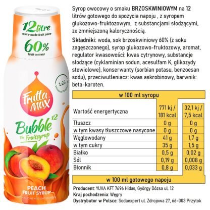 Syrop FruttaMax BRZOSKWINIA 500 ml na 12 litrów - obrazek 3