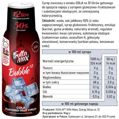Syrop FruttaMax COLA 500 ml na 12 litrów - obrazek 3