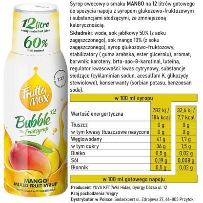 Syrop FruttaMax MANGO 500 ml na 12 litrów - obrazek 3