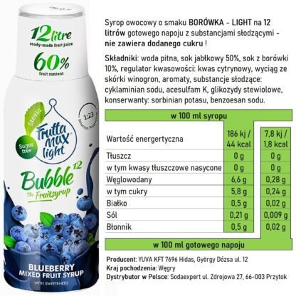 Syrop FruttaMax BORÓWKA LIGHT na 12 litrów - obrazek 3