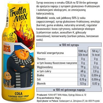 Syrop FruttaMax MINIONKI COLA 500 ml na 12 litrów - obrazek 3
