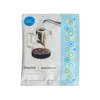 Opakowanie bezkofeinowej kawy Bagdrip z 100% arabiki zawiera pojedynczą saszetkę drip coffee do zaparzania bez użycia sprzętu. Na froncie znajduje się wizualizacja zaparzania kawy w kubku z filtrem zawieszanym, z hasłem „Zalej, zgraj i gotowe!” oraz niebieskimi akcentami graficznymi.