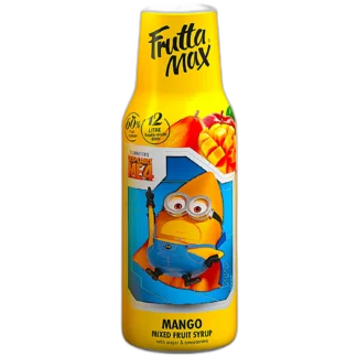 Frutta Max Minions Mango – syrop owocowy o intensywnym smaku mango, zawierający 60% owoców. Przeznaczony do przygotowania 12 litrów napoju, wzbogacony cukrem i słodzikami. Produkt inspirowany filmem "Despicable Me 4", z wizerunkiem Minionka na opakowaniu. Doskonały wybór dla miłośników tropikalnych smaków i owocowych napojów.