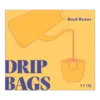 Żółte opakowanie Hard Beans Drip Bags 5x12g – wygodne saszetki z kawą specialty, idealne do szybkiego parzenia w biurze, podróży lub w domu. Wysokiej jakości kawa w poręcznej formie zapewnia wyjątkowy smak i aromat.