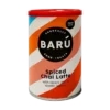 BARÚ Spiced Chai Latte – wegański napój w proszku o smaku czarnej herbaty i korzennych przypraw, opakowanie 250 g w kolorach czerwonym, białym i pomarańczowym z czarnym logo.