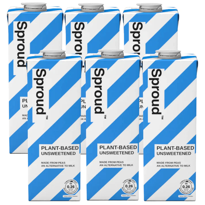 Zestaw sześciu kartonów niesłodzonego napoju roślinnego Sproud Plant-Based Unsweetened na bazie żółtego grochu, 6 × 1L – dostępny do kupienia w sklepie z kawą.