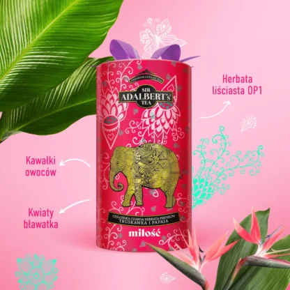Adalbert's Tea - Truskawka i Papaja MIŁOŚĆ - Liściasta 80g - obrazek 2