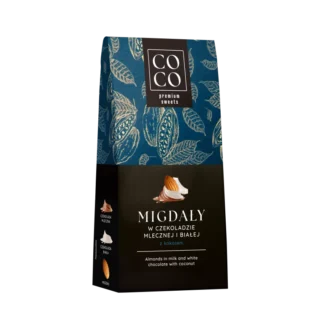 Eurohansa - COCO Premium Sweets MIGDAŁY w Czekoladzie Mlecznej i Białej z Kokosem - 100g