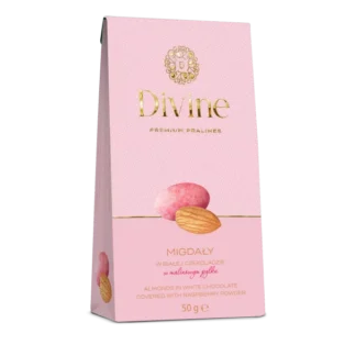 Eurohansa - DIVINE Premium Pralines Migdały w Białej Czekoladzie w Malinowym Pyłku - 50g