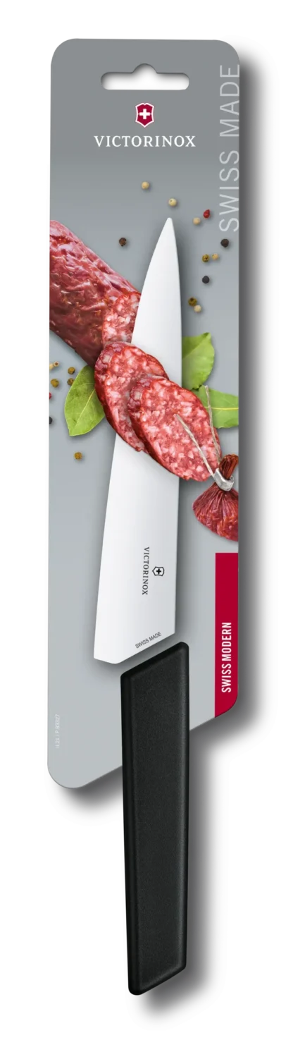 Victorinox Nóż do Porcjowania Swiss Modern Ostrze Gładkie 19 cm Czarny 6.9013.19B - obrazek 3