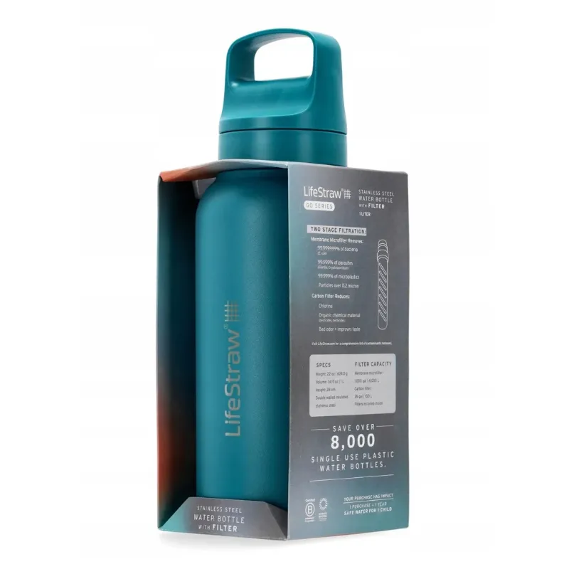 LifeStraw Go 2.0 Termiczna Butelka z Filtrem Membranowo-Węglowym 700 ml Laguna Teal