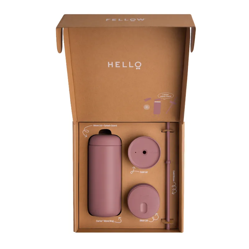 Fellow - Carter Move Mug 3 w 1 - Kubek termiczny + 3 nakrętki - Pudrowy różowy 473 ml