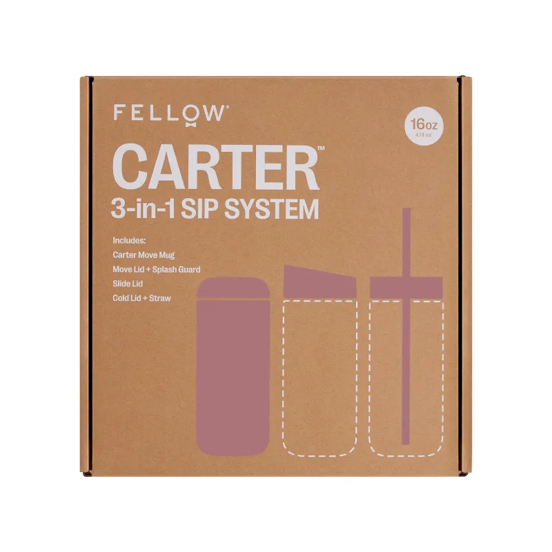 Fellow - Carter Move Mug 3 w 1 - Kubek termiczny + 3 nakrętki - Pudrowy różowy 473 ml