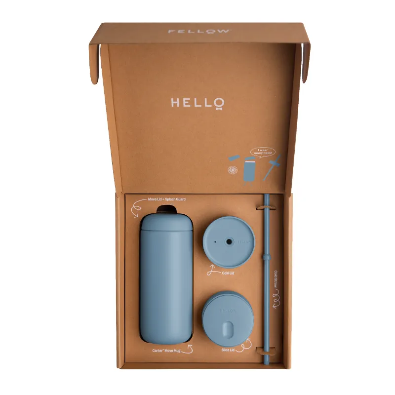 Fellow - Carter Move Mug 3 w 1 - Kubek termiczny + 3 nakrętki - Pudrowy niebieski 473 ml