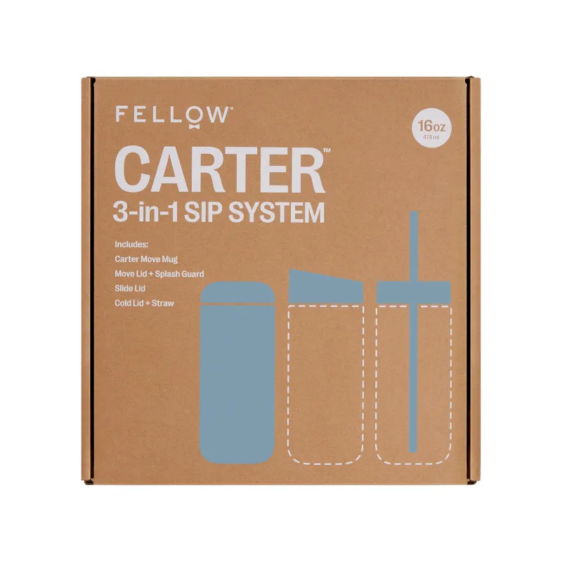 Fellow - Carter Move Mug 3 w 1 - Kubek termiczny + 3 nakrętki - Pudrowy niebieski 473 ml