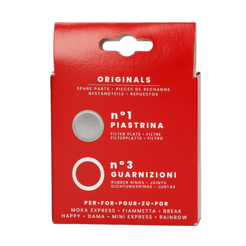 Bialetti - Uszczelka (3 szt.) + sitko do kawiarek aluminiowych Bialetti 1tz