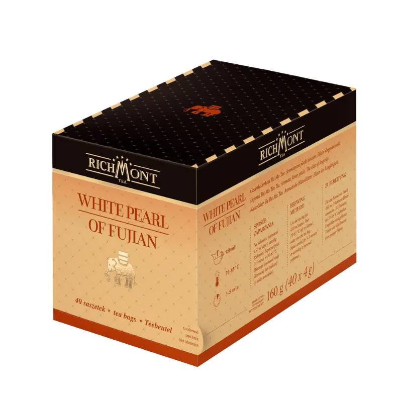 Herbata Richmont White Pearl of Fujian 40 szt porcelanowy zestaw do herbaty