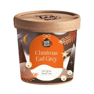 Opakowanie herbaty Christmas Earl Grey, z motywami świątecznymi, idealnej na zimowe wieczory. Doskonały wybór dla miłośników aromatycznej czarnej herbaty, która umili każdy świąteczny moment.