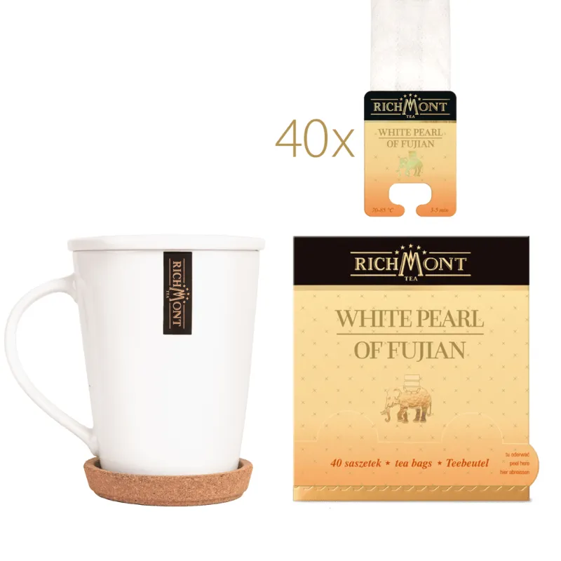 Herbata Richmont White Pearl of Fujian 40 szt porcelanowy zestaw do herbaty