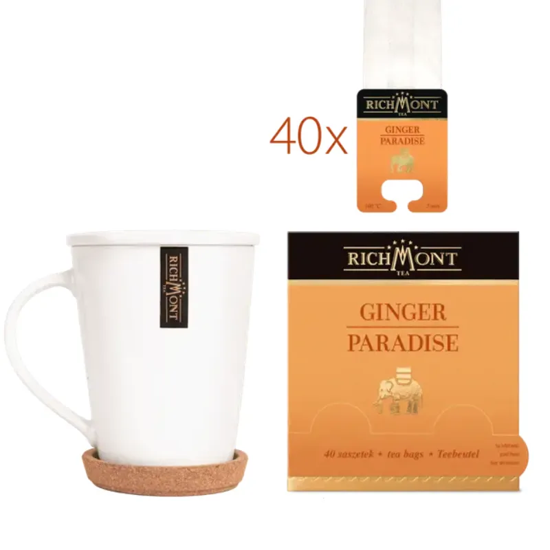 Herbatka Richmont Ginger Paradise 40 saszetek zestaw do celebracji herbaty