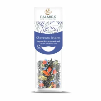 Opakowanie herbaty Palmira Champagne Splashes łączy czarną i zieloną herbatę, oferując wyjątkowe doznania smakowe. Idealna na każdą porę dnia, ta elegancka herbata o delikatnych nutach owocowych przyciąga uwagę swoim wspaniałym wyglądem oraz aromatem.