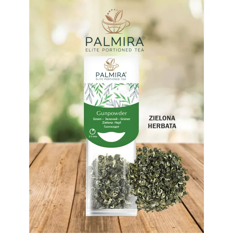 Herbata zielona liściasta w saszetkach Palmira Gunpowder 10 saszetek