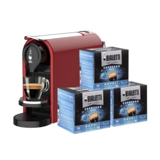 Bialetti - ekspres kapsułkowy Gioia Plus - Czerwony + 48szt kapsułek NAPOLI