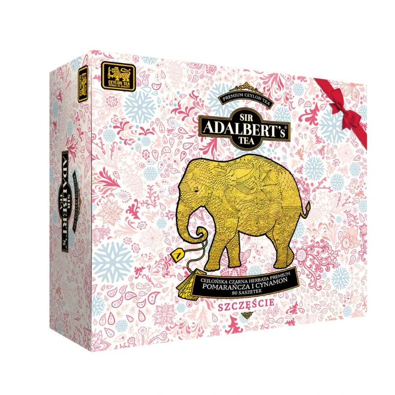 Zimowa Herbata Cejlońska z Pomarańczą i Cynamonem ADALBERT’S TEA SZCZĘŚCIE 80 Saszetek