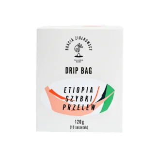 Opakowanie Ethiopia Drip Bag zawiera 10 saszetek aromatycznej kawy, idealnej do przygotowania w szybki sposób. Produkt oferuje wyjątkowy smak, który zadowoli każdego miłośnika kawy, doskonale nadając się do biura czy w podróży.