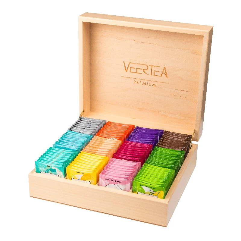 Veertea – Ekskluzywny Zestaw Herbat w Drewnianej Zamykanej Skrzynce – 180 saszetek