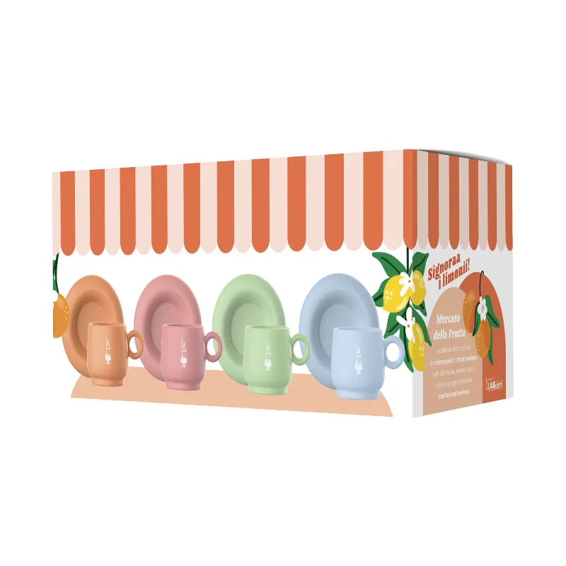 Bialetti Fruit Vibes – zestaw 4 filiżanek 60 ml ze spodkami