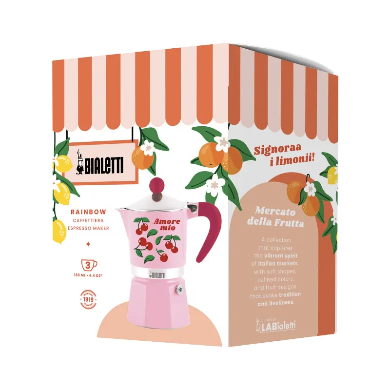 Bialetti Rainbow 3tz Fruit Vibes – kawiarka różowa 3 espresso 150 ml