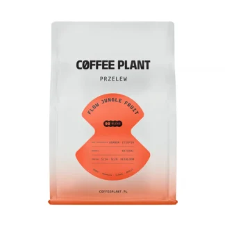 Opakowanie kawy przelewowej Flow Jungle Fruit od Coffee Plant, o wyjątkowym smaku owocowym, pochodzi z Ugandy i Etiopii. Idealna dla miłośników świeżo parzonej kawy, łącząca w sobie nuty naturalnych skarbów z regionu.