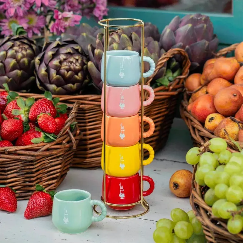 Bialetti Mercato della Frutta – zestaw 6 filiżanek do espresso na stojaku