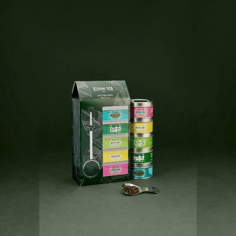Kusmi Tea Zestaw Prezentowy Herbat Zielonych Miniatures z Zaparzaczem 5 x 20 g