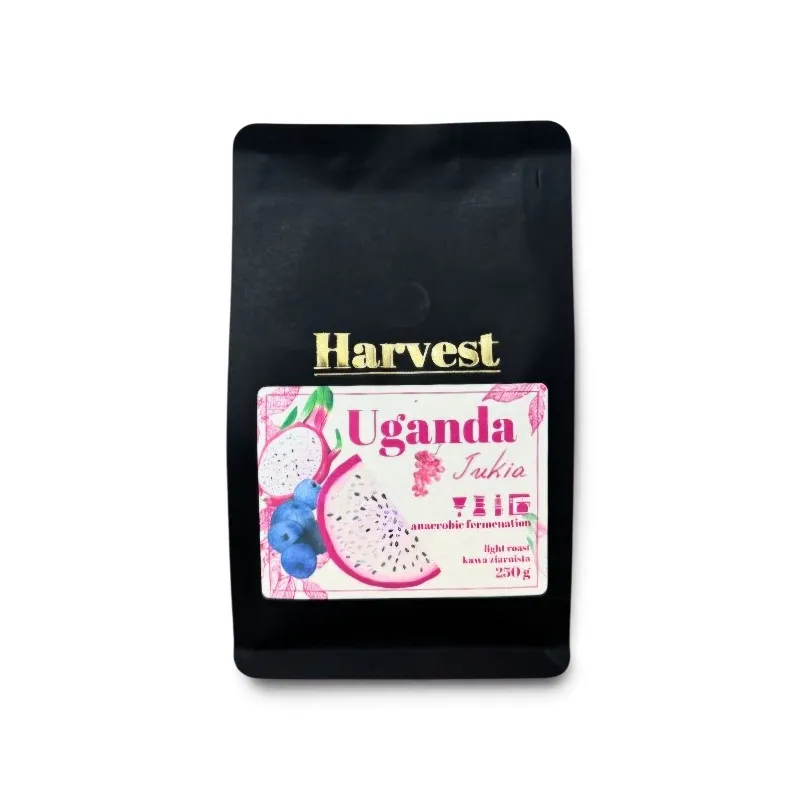 Opakowanie kawy Uganda Jukia 250g wyróżnia się innowacyjnym procesem fermentacji anaerobowej, co nadaje jej wyjątkowy, owocowy smak. Doskonała dla miłośników wysokiej jakości arabiki, ta kawa z Ugandy wprowadzi świeżość do codziennych rytuałów parzenia.